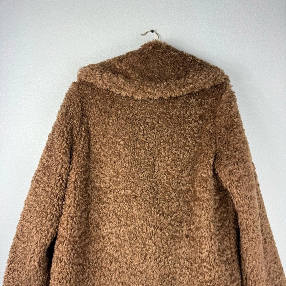 Abercrombie & Fitch Brown Teddy Women Coat Sherpa Faux Fur Longline Jacket XL - Picture 4 of 7